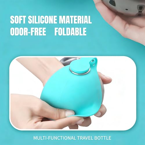 Foldable Pet Water Bottle for Travel, 2 in 1 Portable Dog Water Bottle, 9.6 Oz Stainless Steel Bottle with Silicone Bowl, Leak-Proof Water Dispenser Ideal for Small Dog Walking (Pink-Pattern) - color: Pink-Pattern