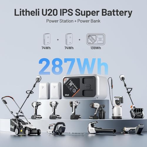 Litheli 288 Series Portable Power Station 287Wh, Lithium Battery Solar Generator（2 x 74Wh Battery Pack Shipped Separately), 300W AC Outlet, 0-95% in 50Min, Power Bank for Outdoor Emergency RV Van - size: LiTHELi B288