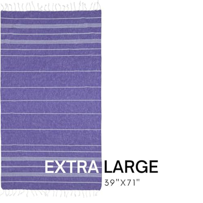 BAY LAUREL Turkish Beach Towel with Travel Bag 39 x 71 Quick Dry Sand Free Lightweight Large Oversized Towels Light - color: Purple With Plain Yellow Bag