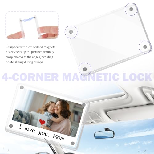 2026 New Car Picture Holder with Sun Visor Clips for Cars,Custom Passenger Princess Car Visor Photo Clip Shows Memorial & Driver's License,Cars Photo Holder for Girlfriend,Boyfriend