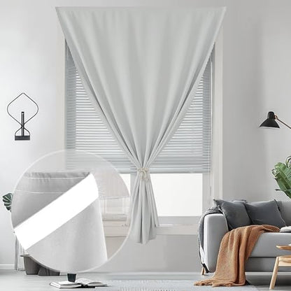 Self Adhesive Curtains - No Drilling, No Rod, Easy to Install Blackout Curtains for Window Blinds,Bedroom(Light Grey 35 * 59in-1P) - color: Light Grey, size: 35"W x 59"L (Pack of 1)