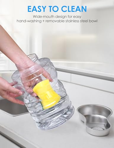 Heouvo 1.7 Gallon Automatic Dog Water Dispenser【Wide Mouth for Easy Hand-in Cleaning】【Removable Stainless Steel Bowl】, Gravity Refilling Large Capacity for Cats and Dogs, Multi-Pet Homes - size: 6.5L