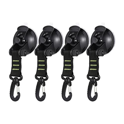 4PCS Heavy Duty Suction Cups with Hooks, Car Camping Tie Down Tarp Accessory, Strong Power Viscous Silicone and Securing Hook, Universal for Car Awning, Boat, Camping Trap (Green) - color: Green