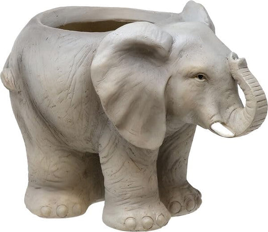 Spoontiques Decorative Flower Pots for Indoor and Outdoor Use – Hand Painted Resin Plant Pot – Home and Garden Décor (Elephant, 5" x 7.5" x 5.5") - style: Elephant