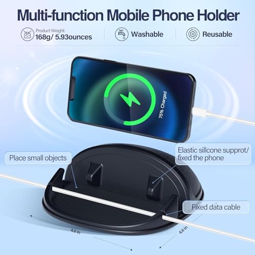 Loncaster 2 Pack Dashboard Car Phone Holder Mount, Universal Cell Phone Automobile Cradles Ultra Stable Slip Free Hands Free Car Accessories Compatible for iPhone, Most Smartphones and GPS - color: Black-2pack