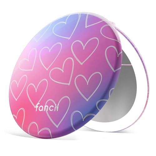 Fancii Taylor LED Lighted Travel Makeup Mirror, Rechargeable, 10x /1x Magnifying, Tru-Glow Lighting System, XL Large 5” Wide | Compact Mirror for Purses (Lovestruck) - color: Lovestruck