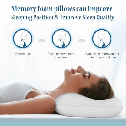 DUMOS Memory Foam Pillows for Sleeping 2 Pack, Bed Pillows for Adults with Washable Cover and Breathable Mesh, Gel Cooling Pillow for Back and Side Sleeper Support, White - size: 2P