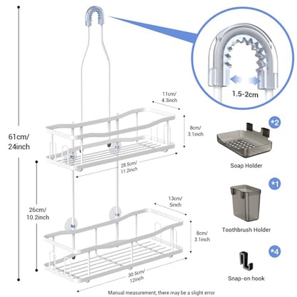 Aitatty Hanging Shower Caddy Bathroom Organizer: Rustproof Shower Shelf Racks Over Shower Head - No Drilling Inside Bath Shower Rack Shelves Over Showerhead for Shampoo with Soap Holder White - color: White