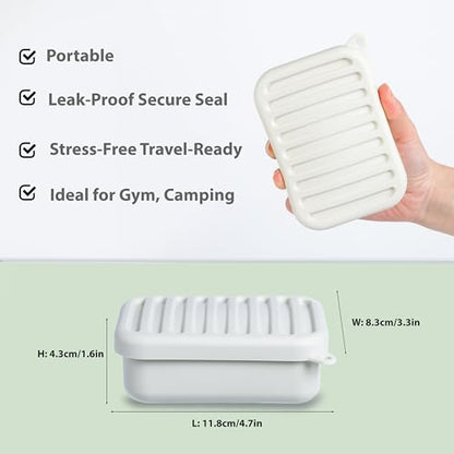 Portable Leakproof Travel Soap Case, Silicone Travel Soap Case, Compact Soap Holder with Drainage Layer, Travel Soap Holder for Camping, Gym, Outdoor (Rice-White) - color: Rice-white