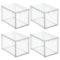 mDesign Plastic Stackable Bathroom Storage with Pull Out Bin Organizer Drawer for Cabinet, Vanity, Shelf, Cupboard, Cabinet, or Closet Organization - Lumiere Collection - 4 Pack - Clear - size: 8 x 12 x 8 (Pack of 4)