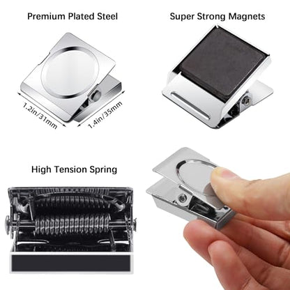 Strong Magnet Clips 1.2 Inch - 12 Packs Heavy Duty Metal Magnetic Clips for Refrigerator, Magnetic Clip for Whiteboard, Picture, Office Magnets, Magnets Clipboard for White Boards - size: 1.2"- 12 Pieces