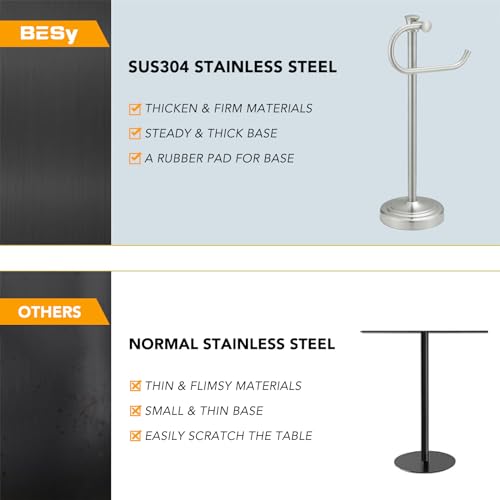 BESy 17 Inch Brushed Nickel Stand Towel Bar Hanger Hand Towel Bar Bathroom Vanity Countertop Towel Holder Free Standing Stainless Steel Towel Ring Hardware Accessories Towel Rack - color: Brushed Nickel