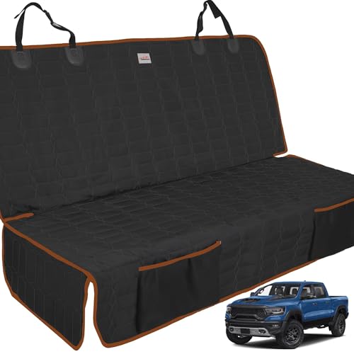 Reliadura Back Seat Cover for Dogs, Washable Bench Seat Covers for Trucks,Nonslip Truck Seat Cover Protector for F150/Ram1500/GMC Sierra/Toyota/Chevrolet Silverado,Car Seat Covers for Dogs - color: Truck-Brown, size: Truck Bench-61"W