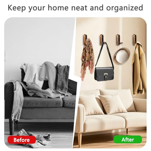 4PCS Foldable Wall Hooks, Flip Down Design with 40 lbs Heavy-Duty Capacity, Retractable Wall Hooks for Bathroom, Bedroom & Entryway Space Saving (Bronze) - color: Bronze, size: 4 Hooks