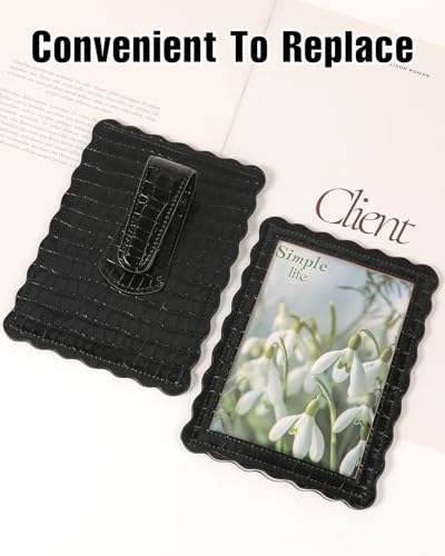 COOLYOUTH 2Pcs Car Picture Frame Car Visor Clip Picture Holders Leather Magnetic Photo Frames with Clip (2, Leather-Black) - color: Leather-Black
