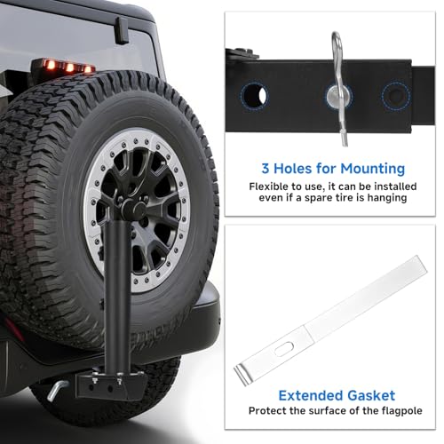 Heavy Duty RV Flag Pole Mount Kit, Frame/Hitch/Bumper Mount 3 in 1, Flag(Starlink) Pole Holder Suitable for RV, Truck, Trailer, SUV, Camper