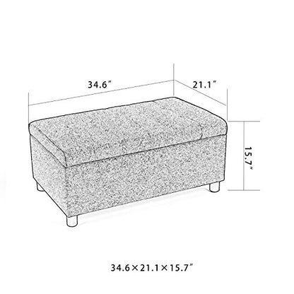 Joveco Rectangular Lift Top Storage Ottoman Bench, Tufted Storage Bench for Living Room Entryway Bedroom (Gray) - color: Fabric Gray