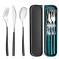Travel Utensils with Case, 2 Sets Reusable Utensils Set with Case, Camping Utensil Set, Portable Silverware Lunch Utensils Set for Work Camping School (Black,Green) - color: Black,Green