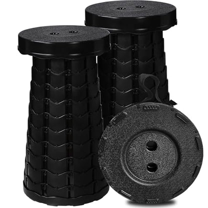 2 PCS Upgraded Collapsible Stool, Portable Folding Stool with Load Capacity 500lbs for Adults, Sturdy Telescopic Seat for Camping Fishing Hiking BBQ, Black - color: 2pack Black