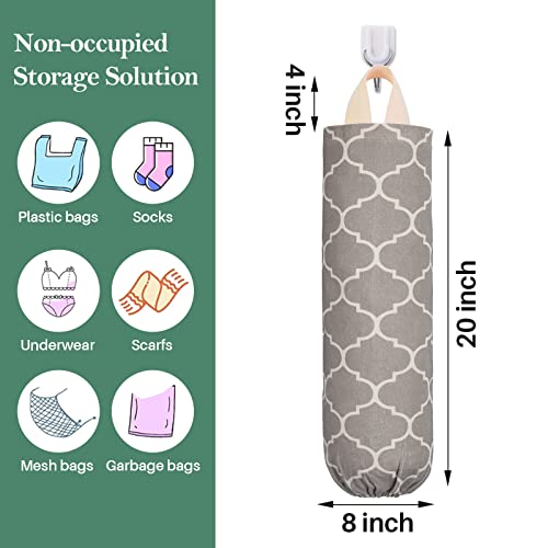 Plastic Bag Holder, Washable Grocery Bag Holder for Plastic Bags, Strong Plastic Bag Storage Dispenser with Hanging Loop, Wall Mount Trash Bag Dispenser for Home Kitchen Cabinet (Beige) - color: Beige
