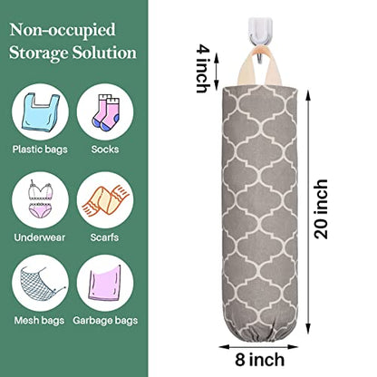 Plastic Bag Holder, Washable Grocery Bag Holder for Plastic Bags, Strong Plastic Bag Storage Dispenser with Hanging Loop, Wall Mount Trash Bag Dispenser for Home Kitchen Cabinet (Beige) - color: Beige