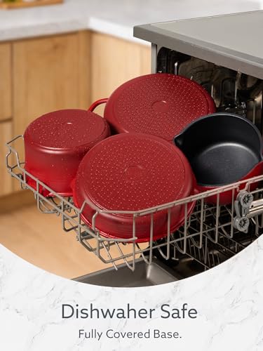 CAROTE 20Pcs Titanium Cookware Set, Pots and Pans Set Non Stick, Kitchen Cooking Set with Detachable Handle, Non Toxic Induction Cookware - Camping Cookware, Dishwasher/Oven Safe, Red - color: Gradient Red