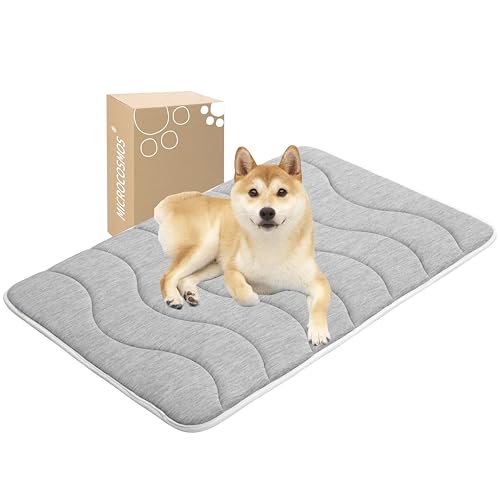 MICROCOSMOS 0.8" Thick Cooling Dog Foam Pad & Summer Pet Sleeping Mat, Machine Washable, Materials Safe, Portable Flat Pet Bed for Dogs.(Light Grey, 36" x 23") - color: White Gray, size: 36"L x 23"W x 0.8"Th