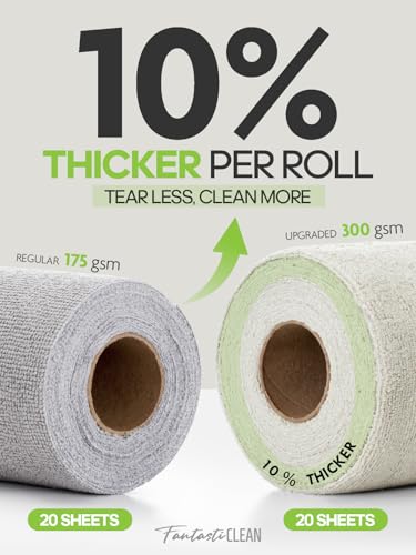 Fantasticlean Kitchen Towels - 80 Sheets - Reusable Washable Dishcloth Rolls, Super Absorbent, Premium Microfiber Cleaning Cloths, 10'' by 10'' (Pink,Blue,Tan,Moss Green) - color: Pink,blue,tan,moss Green