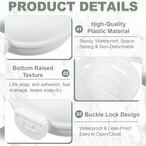 uxcell 2 Pcs Travel Soap Case, Portable Travel Soap Box Waterproof Holder Case, Airtight Dish Container with Lid for Shower Bathroom Outdoor Home Gym Hiking (Round, White) - color: White