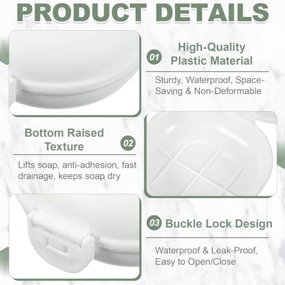 uxcell 2 Pcs Travel Soap Case, Portable Travel Soap Box Waterproof Holder Case, Airtight Dish Container with Lid for Shower Bathroom Outdoor Home Gym Hiking (Round, White) - color: White