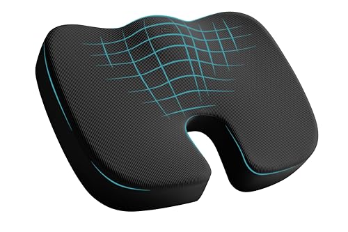 Skechers Memory Foam Seat Cushion,Office Chair Cushion for Tailbone Pain Relief,Butt Pillow for Office Chair,Car seat Cushion,Computer Desk,Long Sitting Office Workers,and Car Drivers,Black - color: Black