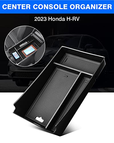 Autorder Center Console Organizer for 2023-2026 Honda HRV Accessories - Armrest Storage Box Secondary Insert Tray with Black&Red Mats - size: 2023+ HR-V Armrest Organizer