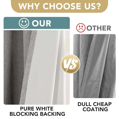 H.VERSAILTEX Linen Look 100% Blackout Curtains 45 Inches Long for Bedroom Rod Pocket 42 Inches Wide Linen Textured Thick Window Curtain Drapes with White Backing, Dove Gray, 2 Panels - color: Dove Gray, size: 42"W x 45"L (Pack of 2)