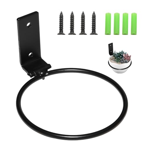 2 Pack Wall Mounted Plant Holder,Plant Pot Holder,Hanger Heavy Duty Flower Pot Ring for Outside,Foldable Wall Plant Holder,4 Inch(Black) - color: Foldable, size: 4inch，2pcs