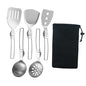 Esquirla 6Pcs Camp Cooking Utensil Set,Outdoor Kitchen Gear, Foldable Cooking Organizer Metal Camping Kitchen Utensil Set, Cookware Kit for Camp RV, BBQ