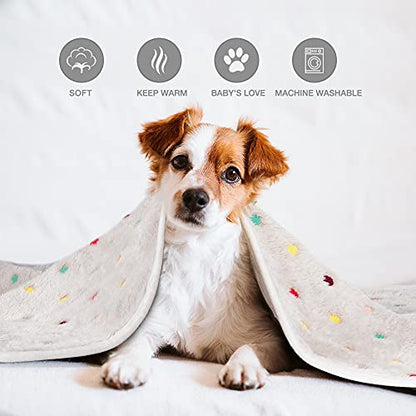Dono 1 Pack 3 Dog Blankets, Soft Fluffy Fleece Pet Blanket Warm Sleep Mat Paw Print Design Puppy Kitten Throw Blanket Doggy Mat, Blanket for Dogs - color: White/Light Coffee/Pink, size: Medium(30*20")