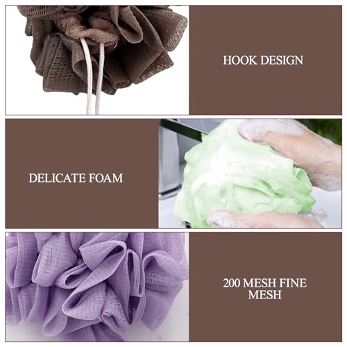 3 Pcs Soap Bar Loofah, 2 in 1 Bar Soap Loofah Pouch Can Hold Soap Effective Exfoliation for Bathing (Green+ Coffee Brown+ Purple) - style: Green+ Coffee Brown+ Purple