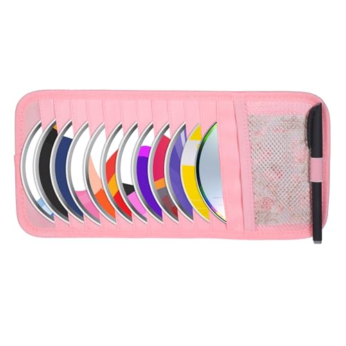 Trinkrittey CD Holder for Car Visor, Vehicle Sun Visor Organizer Large Capacity with 12 DVD Storage Sleeves 1 Mesh Pocket 1 Pen Holder and Elastic Strap - color: pink