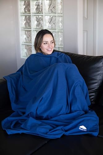 BlueHills Ultra Compact Travel Blanket 2 Pack Large Soft Cozy Portable Blanket Sheet with Carry Case and for Flight Airplane Car Layover Camping Hotel Blue C203-2PK-Navy - color: C201-2pk-navy