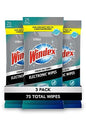 Windex Electronic Cleaning Wipes, Pre-Moistened Screen Wipes for TVs, Phones, and Other Electronics, Resealable for a Freshness Lock, 25 Count (Pack of 3) - size: 25 Count (Pack of 3)