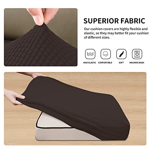 Easy-Going Stretch Individual Loveseat Couch Cushion Cover Sofa Cushion Furniture Protector Sofa slipcover Soft Flexibility with Elastic Bottom (2-piece Loveseat Cushion Cover, Chocolate) - color: Chocolate, size: 2-piece