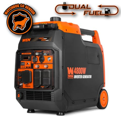 WEN Quiet and Lightweight 4800-Watt Dual Fuel RV-Ready Electric Start Portable Inverter Generator with Fuel Shut Off and CO Watchdog (DF480iX) - style: Dual Fuel + Electric Start