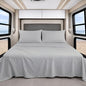 Shreem Linen Luxury 4 Piece Microfiber RV Sheet Set, Deep Pocket Fits Up to 10 inch, Soft, Wrinkle-Resistant, Camper, Travel Trailer Bedding, Camper Queen 60x80, Light Grey - color: Light Grey, size: Camper Queen - 60x80