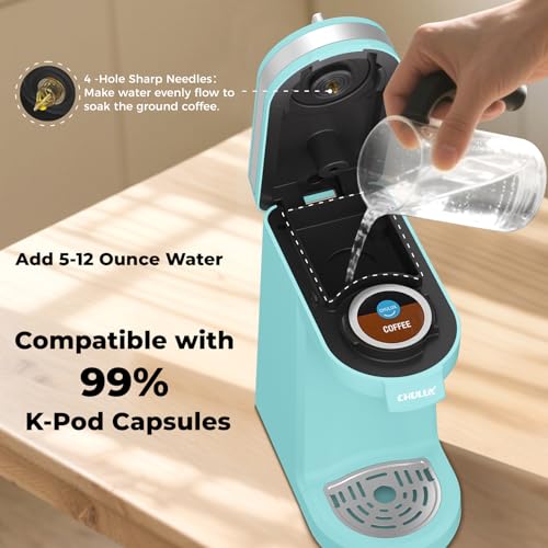 CHULUX Mini Coffee Maker for K Capsule, Single Serve Coffee Maker for One Cup Americano, Lightweight Pod Coffee Machine, Aqua - color: Aqua