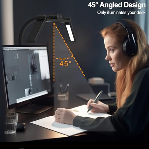 Omorepa 3 Light Bar Gooseneck Architect Desk Lamp with Clamp, 24W Bright Led Tall Overhead Desk Light for Home Office,Eye Care Reading Table Light for Desktop Working,Drafting,Reading