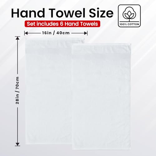 Infinitee Xclusives White Hand Towels for Bathroom - Set of 6 (16x28 inches) 600 GSM, 100% Cotton Ultra Soft, Quick Drying, Hotel Quality Hand Towel Set (Brilliant White, Hand Towels) - color: Brilliant White, size: Hand Towels - 6 Pack