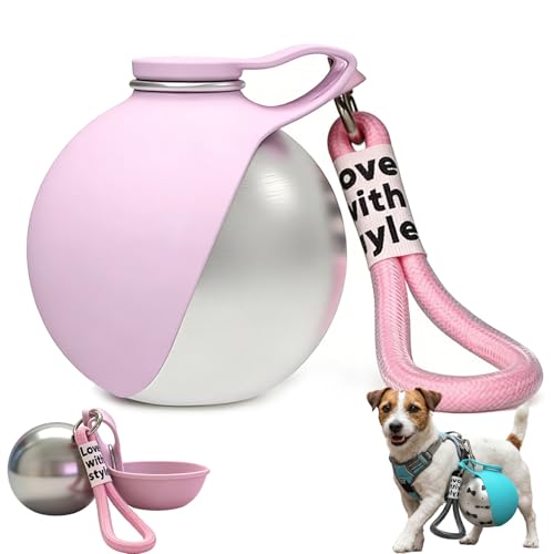 2-in-1 Portable Tumbler for Dogs, Leak-Proof Stainless Steel Dog Water Bottle with Silicone Bowl, Ideal for Walking, Hiking & Travel, Compact Dispenser for Small Dogs & Puppies (10oz) (A) - color: A