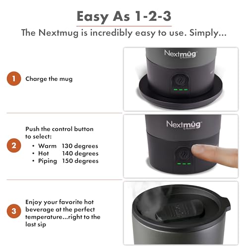 Nextmug Go - Temperature-Controlled, Self-Heating Travel Mug (Black - 16 oz.) - color: Black