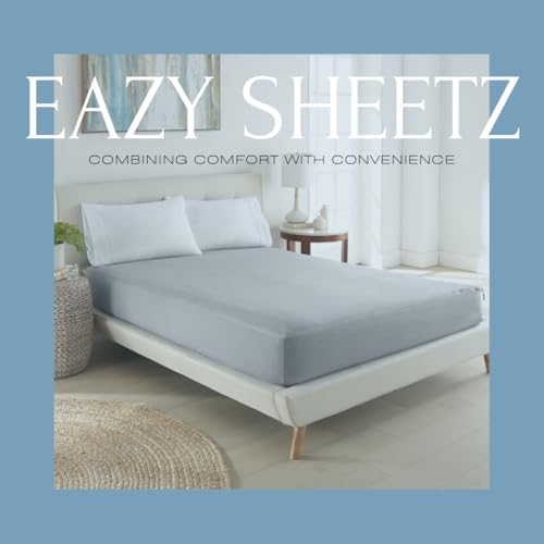 Eazy Sheetz®: Fitted Sheets That Won't Pop Off | Zipper Sheets, Stay-On Sheets, Fitted Zipper Sheets, Zip On Sheet Design (Gray) Crisp Cotton - RV King (A) 72X80X14 (13-15 inch Depth) RVA14G - color: Gray (Crisp Cotton), size: RV King (A) 72X80X14 (13-15