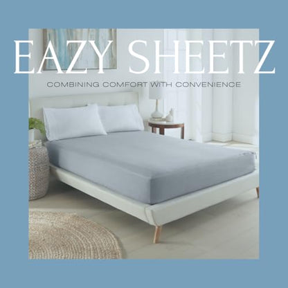 Eazy Sheetz®: Fitted Sheets That Won't Pop Off | Zipper Sheets, Stay-On Sheets, Fitted Zipper Sheets, Zip On Sheet Design (Gray) Crisp Cotton - Twin XL 38X80X14 (13-15 inch Depth) TWX14G - color: Gray (Crisp Cotton), size: Twin XL 38X80X14 (13-15 inch Dep